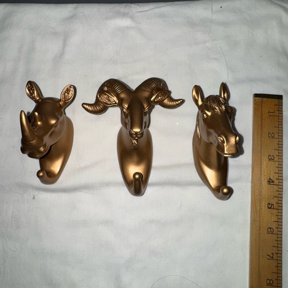 Unique gold animal wall hooks rhino ram horse funky WOW